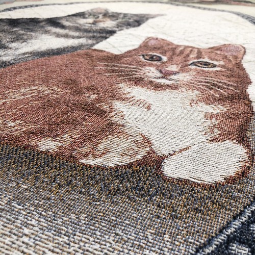 Cat Tapestry Blanket Feline Follies Afghan Calico Tabby Siamese Cats USA 52”x68” - Picture 7 of 12