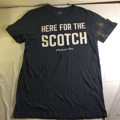 John Dewar & Sons Dewar's Scotch T-Shirt Mens L Navy Blue Tee Distressed