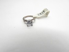 Clear Cubic Zirconia Solitaire Baguette Accent Sterling Silver Ring Vintage