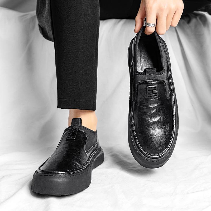 SAOLA Scarpe da sposa Oxford uomo tempo libero nere britanniche pull on suola spessa OL