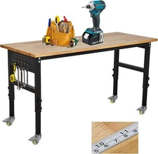  48''/60'' Adjustable Height Workbench 2200 Lbs Load Capacity Work Bench Table