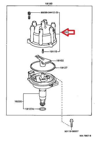 SE ADAPTA A: 88 - 90 TOYOTA LAND CRUISER FJ60 4.0L V6 3FE GORRA DE DISTRIBUIDOR FABRICANTE DE EQUIPOS ORIGINALES TOTALMENTE NUEVA - Imagen 5 de 5