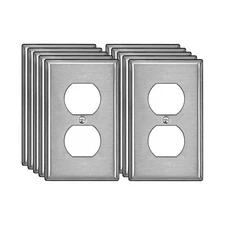 10 Pack Duplex Receptacle Metal Wall Plate with Protective Film 1 Gang Standa...