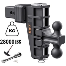 2.5" Receiver 6" Drop Adjustable Trailer Towing Hitch Solid Ball Mount 28000 lb