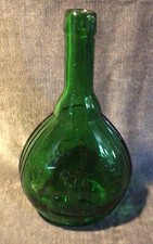 Beautiful Green Jenny Lind Huffsey Calabash Flask 1850s Reproduction