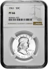 1961 50C Proof Silver Franklin Half Dollar NGC Graded PF 66 in New Holder