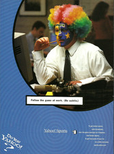 2001 Yahoo Sports Face Paint Office Worker Funny vintage Print AD Advertisement