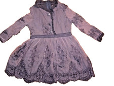 Girls Yubasobei Casual Wedding Party mauve  Grey Lace Dress sz 100 US 12 mos