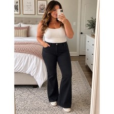 Chicos Girlfriend Flare Jeans Women's 12 Black Stretch