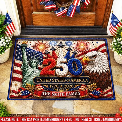 Personalized Patriotic Eagle Doormat