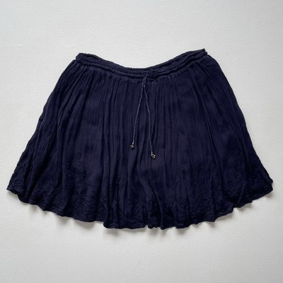 Vtg 90s Navy Gauzy Boho Pleated Skirt KATHMANDU Sz S Hippie Whimsigoth Fairy