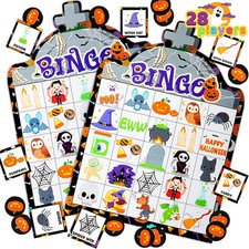 28 Players Halloween Bingo Game Cards for Kids, Halloween Bingo Cards for Classr