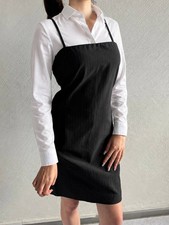 Vintage Versace Jeans Couture Black Pinstripe Pinafore Sundress Dress 44 M/L