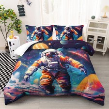 AstronautComforter Set Twin Size, Spacewalking Astronaut Bedding Set for Boys...