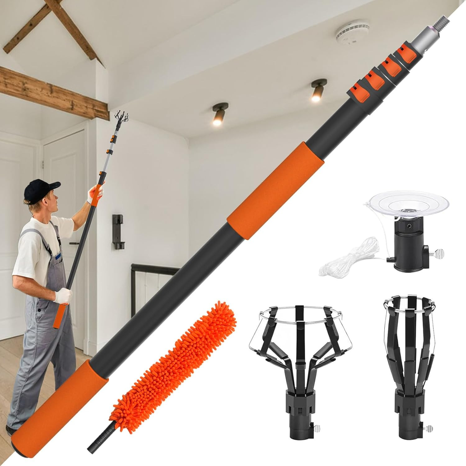 26FT Reach Light Bulb Changer for High Ceilings with 5-20FT Telescopic Extension