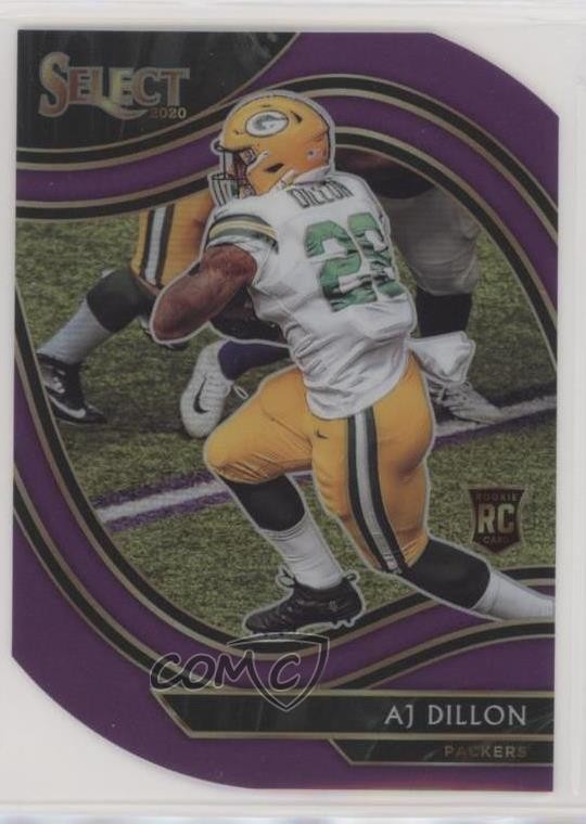 2020 Panini Select Field Level Purple Prizm Die-Cut AJ Dillon Rookie RC 0o6v
