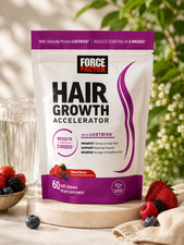 Force Factor Hair Growth Accelerator with Lustriva Mixed Berry 60 Soft Chews New