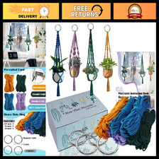 Macrame Plant Hanger Kit with Instructions, Metal Rings, 4mm Cord - 4 Colors, DI