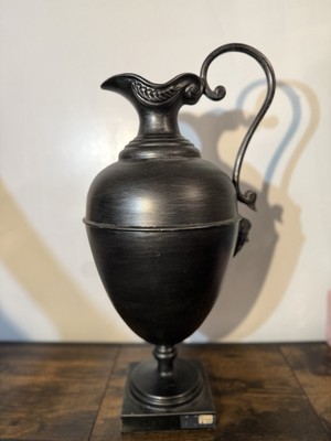 Antique Roman Greek French Spelter Bronze Urn Vase Marble Base Neoclassical