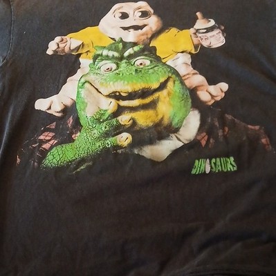 Ripple Junction Dinosaurs Baby Sinclair Graphic Cotton Men's T-Shirt L Black