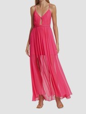 $550 Alice + Olivia Women's Pink Tamar Cutout Silk Chiffon Maxi Dress Size 2