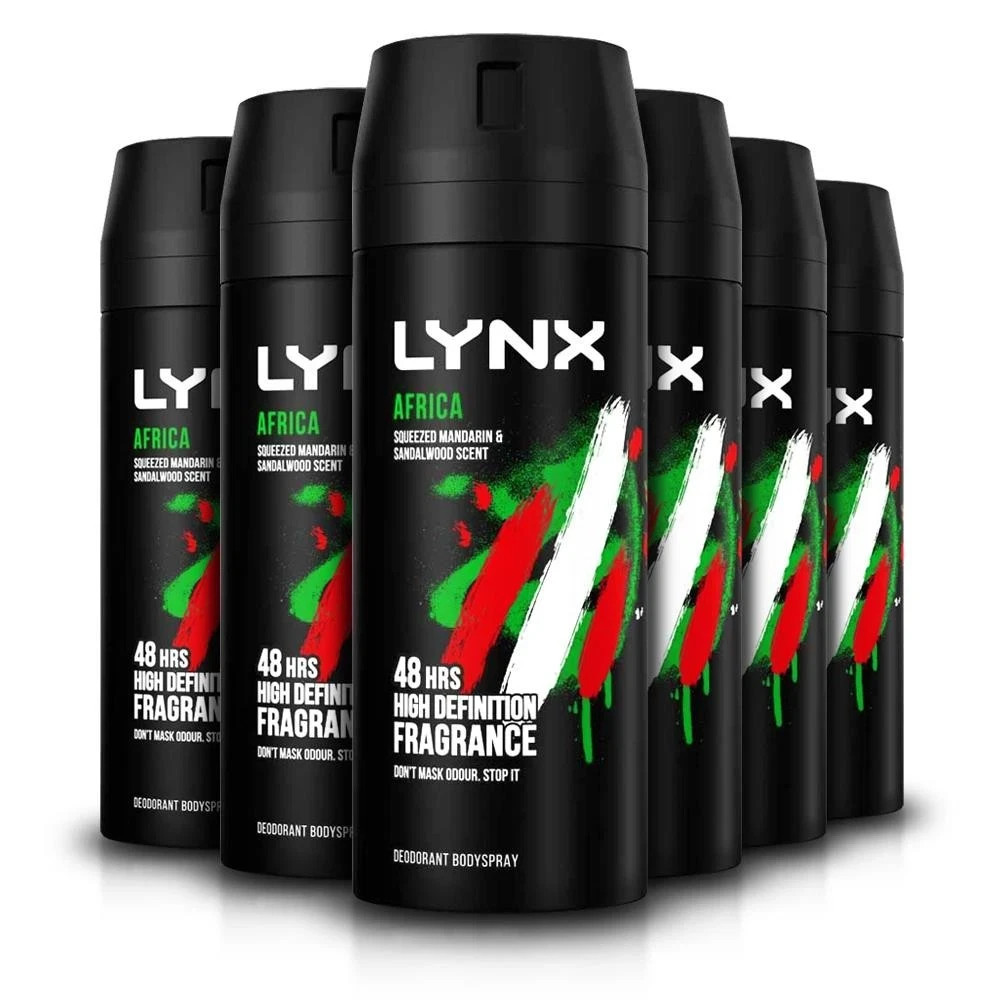 6x Lynx Deodorant Body Spray Africa 150ml