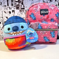 Stitch  Angel Bioworld Pink Backpack and a 7  Stitch Squishmallow Gift Bundle