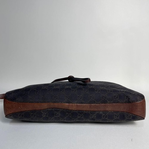 Borsa a tracolla Gucci GG tela bordo pelle marrone 73B103 vintage USATA kawaii Giappone - Foto 5 di 11