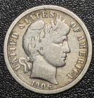 1906 P Circulated Barber Silver Dime DRB1