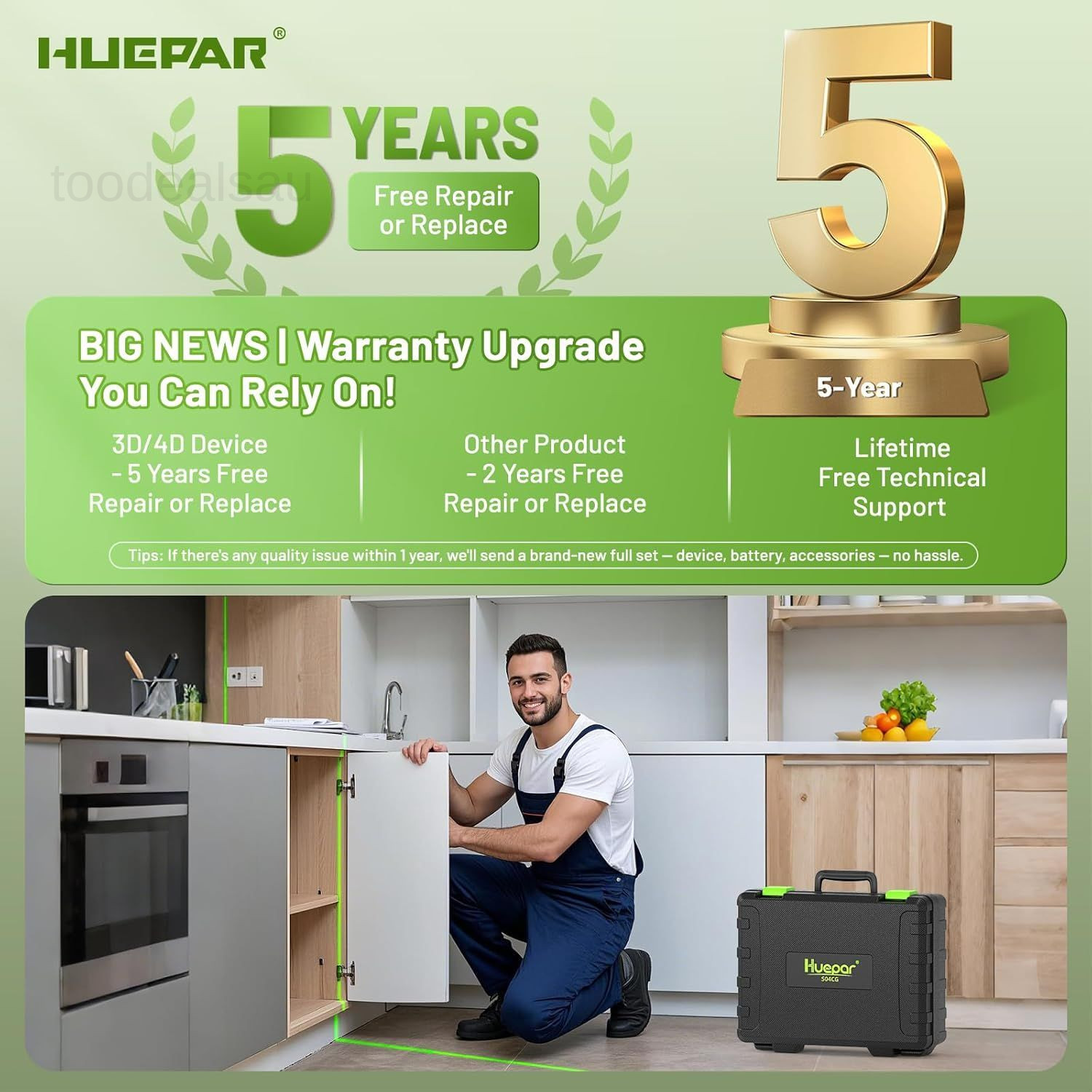 Laser Level 3 x 360 Self-Leveling Cross Line 3D Green 703cg