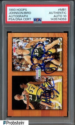 Magic Johnson Larry Bird HOF Signed 1993 Hoops #MB1 PSA/DNA 10 Dual AUTO