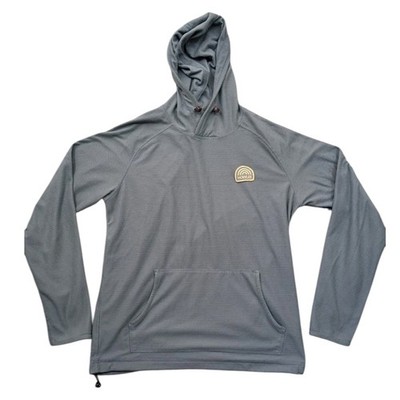 Howler Bros Palo Dura Fleece Hoodie Mens Medium Blue Textured Grid