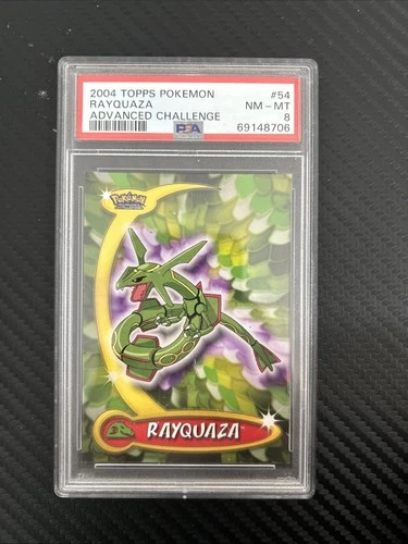 PSA 8 Near Mint 2004 Topps Pokemon Advanced Challenge Rayquaza Card #54