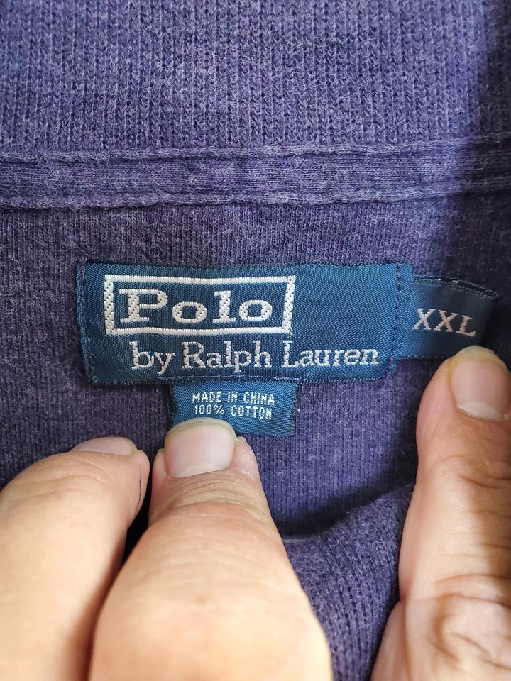 Polo Ralph Lauren Sweater Mens 2XL Purple Quarter Zip Pullover Pony Logo Knit - Image 3 of 4