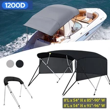 1200D 4 Bow Bimini Top Boat Cover Set PREMIUM RANGE Canopy 8ft With Rear Poles