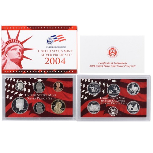 2004 SILVER PROOF SET in OGP Red Box with COA (11 Coins, Choice BU) - 第 1/5 張圖片