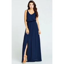 Show me Your Mumu SMYM Kendall rich navy blue maxi dress NEW SMALL 