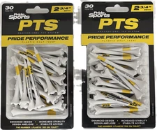 Pride PTS Evolution Plastic Golf Tees, 30 Count, 2 3/4" Tees, 2-PACK DEAL, NEW