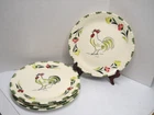 Blue Ridge Southern Potteries Cock O the Walk Rooster Dinner Plates Set of 4