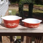 Vintage Pyrex AUTUMN HARVEST Bake Serve & Store 2 PC CASSEROLE DISH SET #471-473