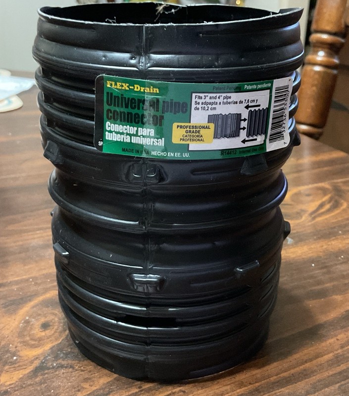Flex Drain Pipe ConnectorFor Corrugated Drainage Tile 3 and 4” Pipe Qty of 4
