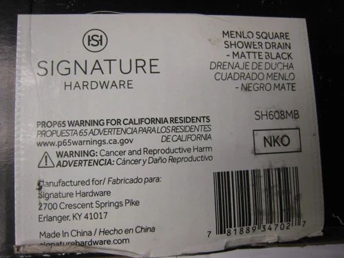 Signature Hardware SH608MB Menlo Square Shower Drain, Matte Black - Picture 2 of 6