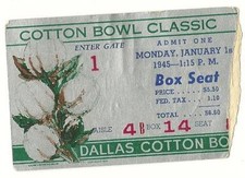 1945 cotton bowl ticket stub OKLAHOMA A&M (State) Cowboys TCU Horned Frogs