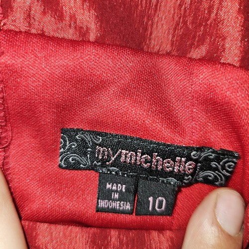 My Michelle Red Formal Dress Girls Size 10 Sparkle Bubble bottom Ruched Bow - Picture 5 of 8