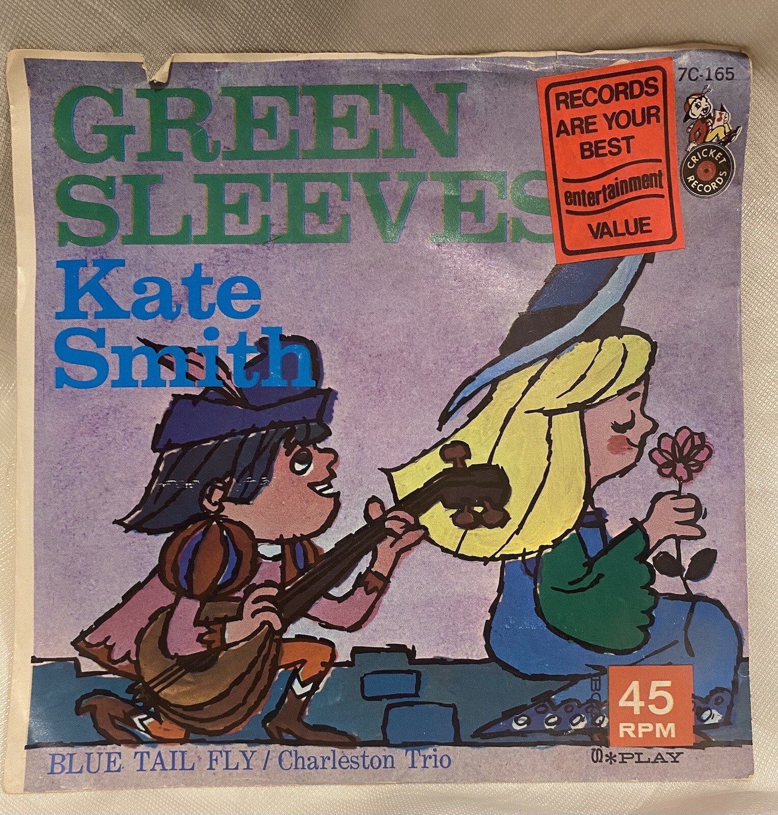 Kate Smith/Charleston Trio - Greensleeves/Blue Tail Fly 7” 45RPM Cricket records