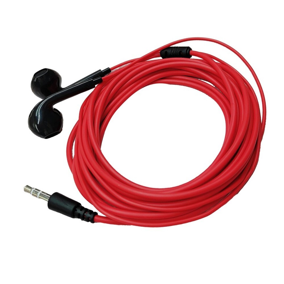 Long Line Audio Headphones for Anchors and TV Monitoring Red Wired