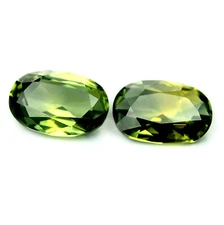 Certified Natural Sapphire 1.20ct Oval yellowish Green Rose Cut Matching Pair 