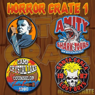 PRICE DROP! 4 Patch Crate Horror Movie Monsters Patches 2pc Hook/Loop Backing