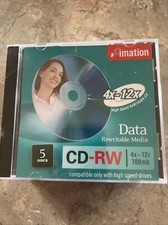 5 Packs box Of CD-RW 5 Discs 4x-12x 700mb Data Rewritable Media