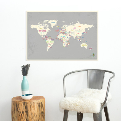 Kids Wall Art Print, Travel Art Decor, Kid's Wall Art World Map, World Map Print